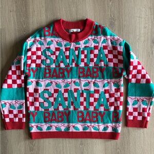 Grayson Threads Red and Teal Festive Crewneck Sweater